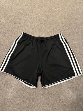 adidas Black Athletic Shorts with White Stripes